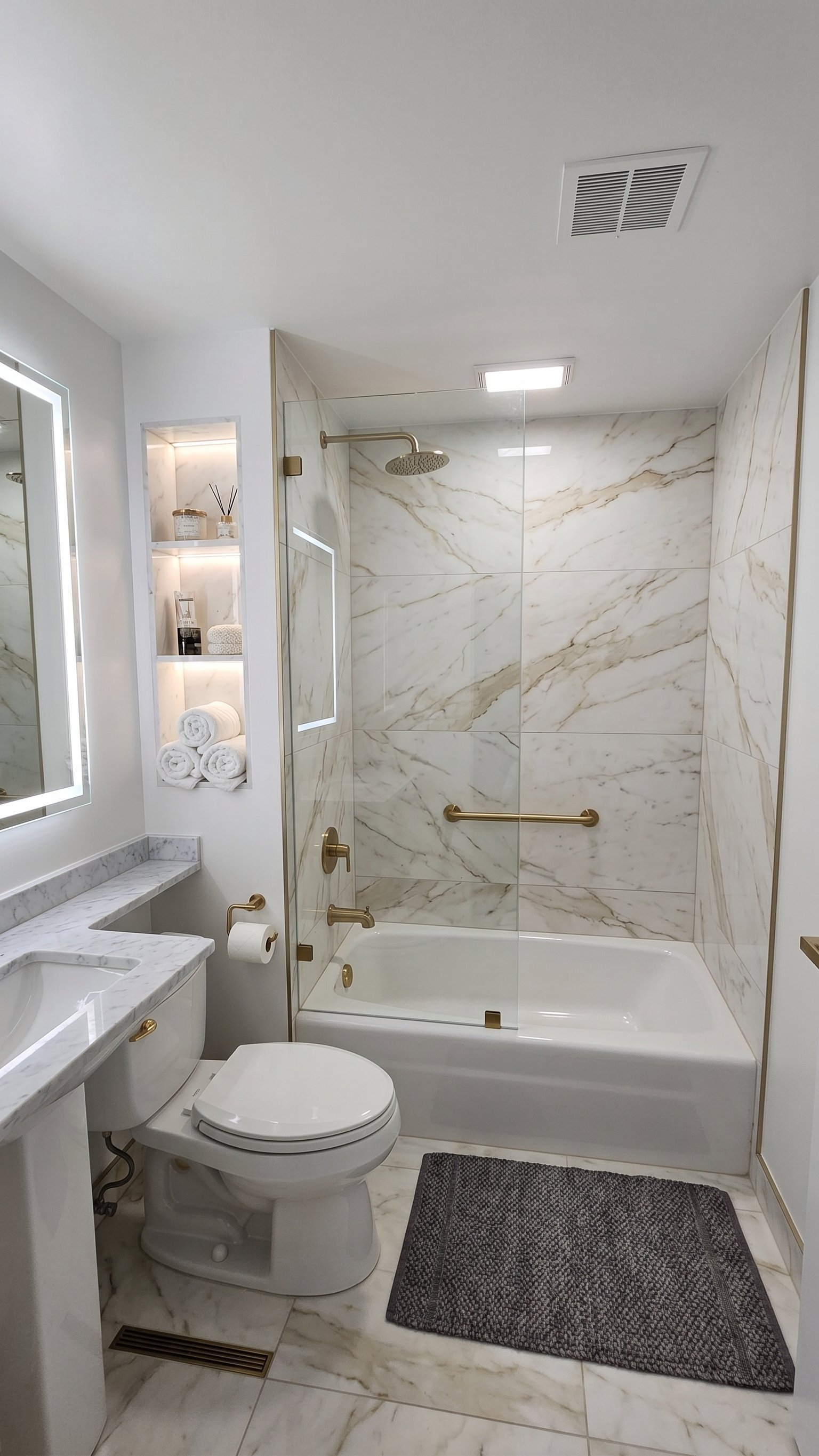 Bathroom plumbing area after renovation work