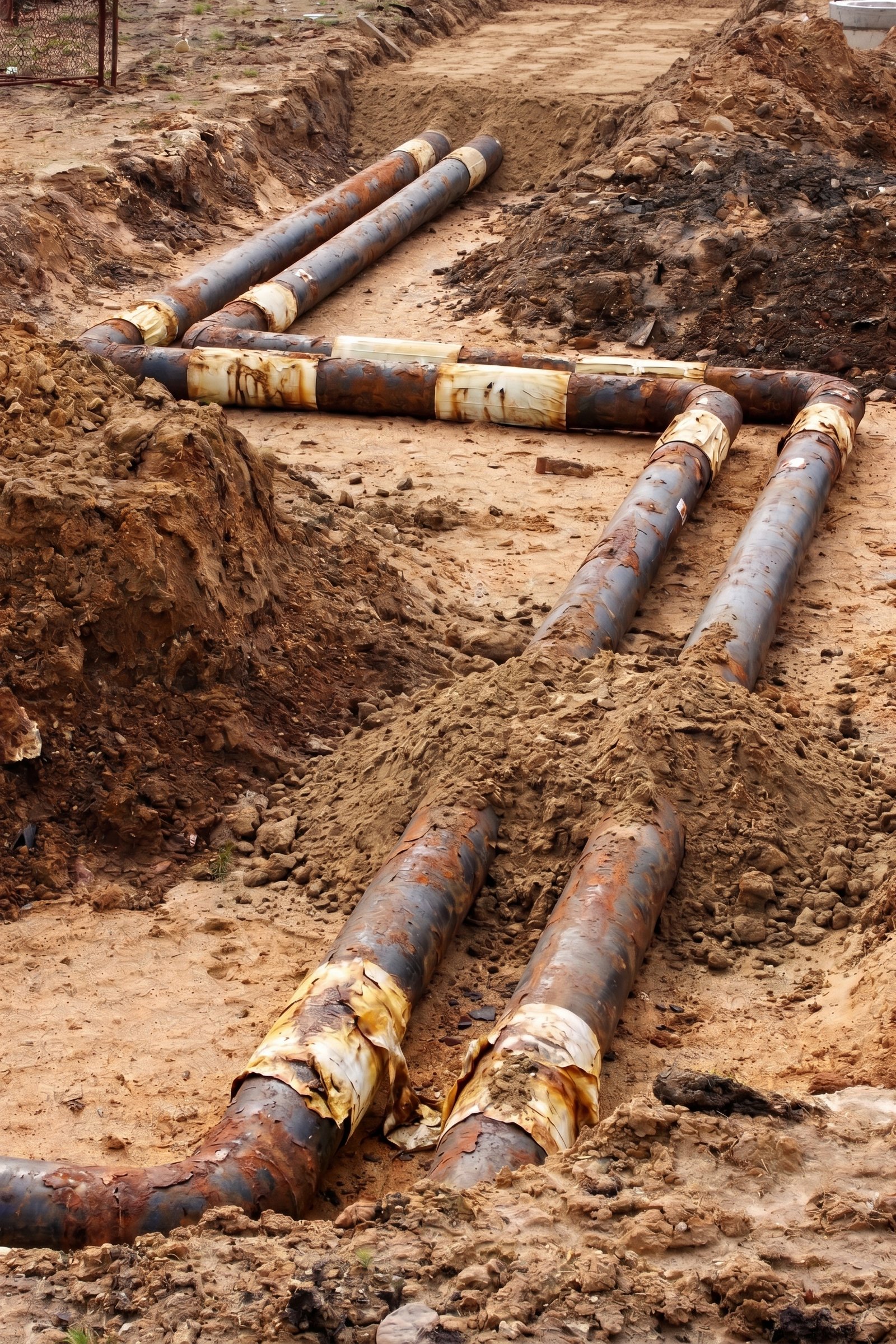 Aged plumbing pipes before repair work
